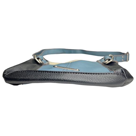 Relic leather 2 tone blue white crossbody patchwork colorblock adjustable - Picture 4 of 7